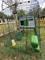 Set up of the green Eglu Cube Chicken Coop with Run.