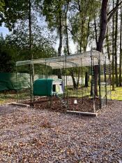 Eglu Cube Chicken Coop with Extreme Temperature Jacket cover inside Walk In Run.