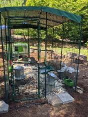 Omlet Walk in Chicken Run with Green Omlet Eglu Cube Large Chicken Coop and Run