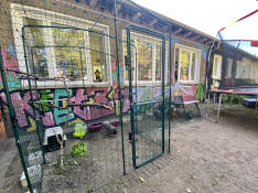 Great enclosure, but our hens only want to sit on the perches in the evening and don't Go into the coop on their own 