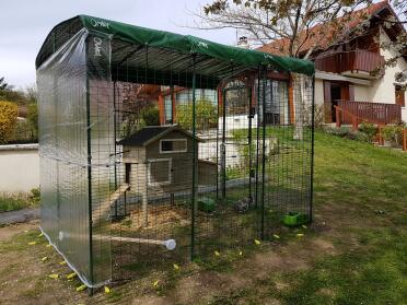 Wooden Chicken Coop in Omlet Walk in Chicken Run