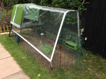 Rain cover on to keep the ladies dry.