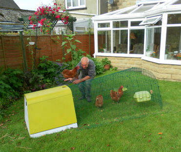 Green Eglu Go Chicken Coop with run and hens