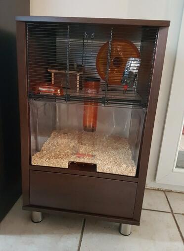 Hamster cage in walnut 