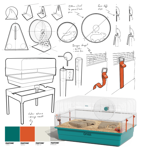 design sketches for omlet hamster cage