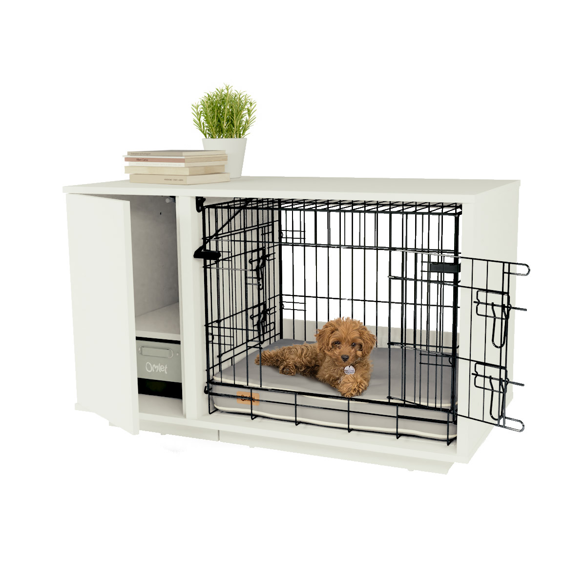 Fido Nook 24 Dog House with Crate and Storage - White-69252 