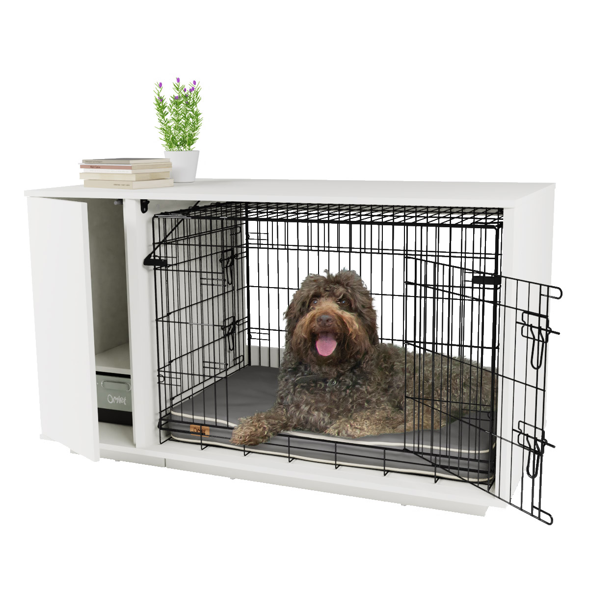 Fido Nook 36 Dog House with Crate and Storage - White