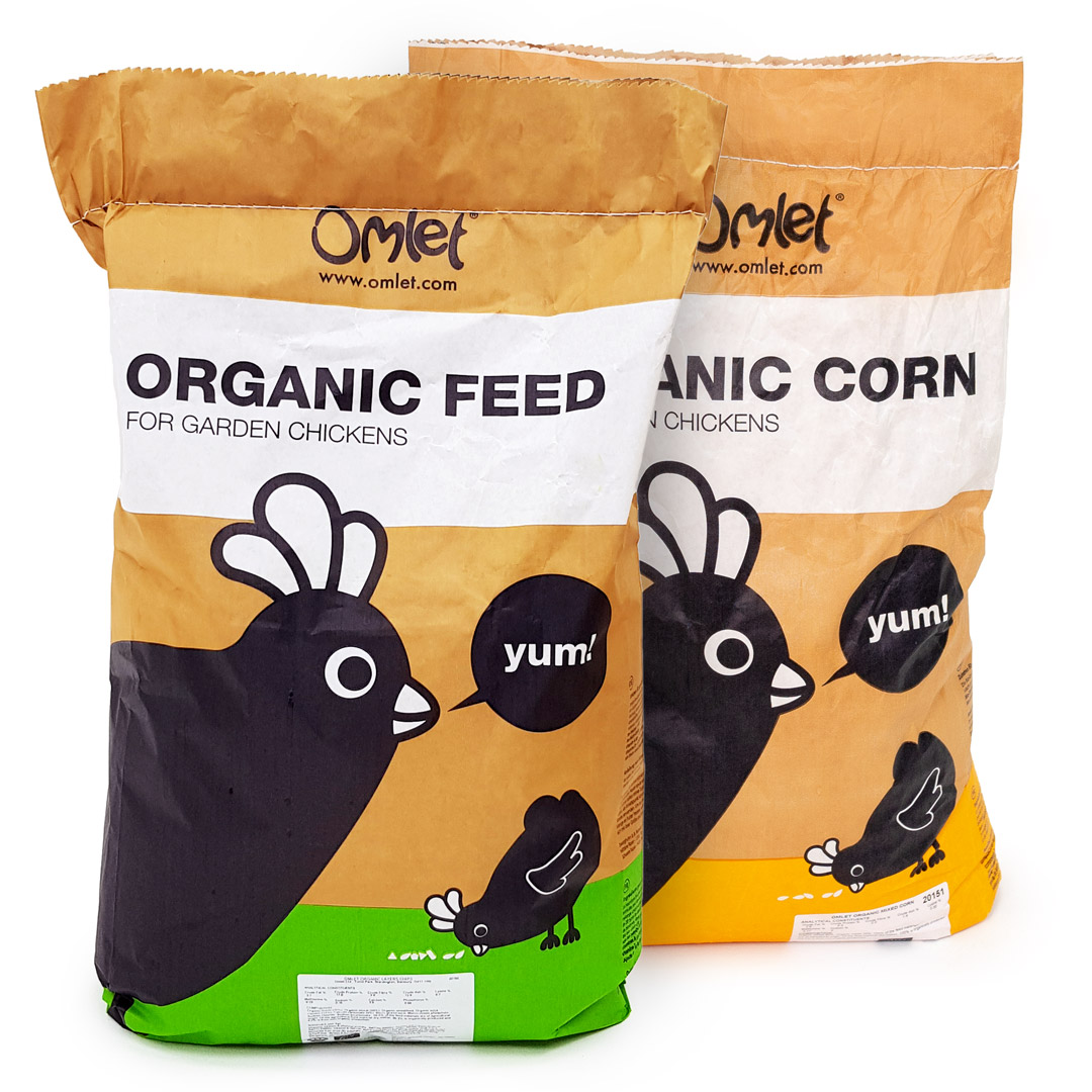 Organic Omlet Chicken Feed 10kg and Mixed Corn 10kg Chicken Feed